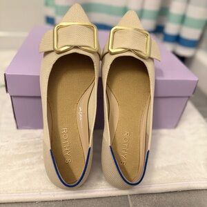 Rothy's Beige Flats with Gold Accent size 6